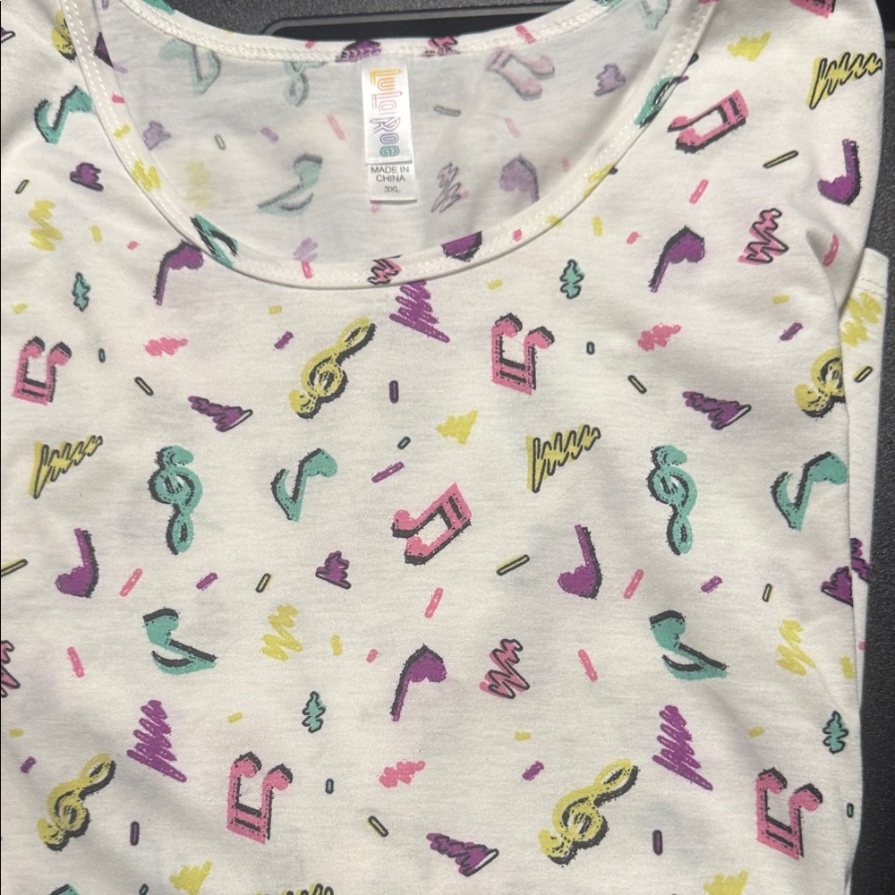 LuLaRoe Long Sleeve Top with Colorful Musical Design
